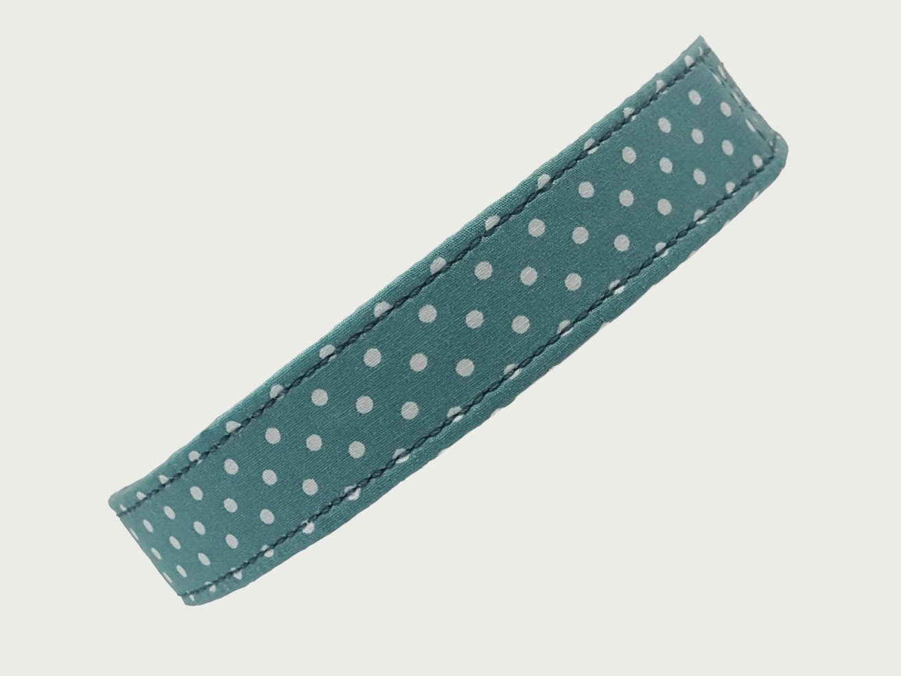 Teal Mini Polka Dot Dog Collar | Adjustable | British Made  Fabric Dog Collar | Cotton, Strong Webbing & Strong Buckles
